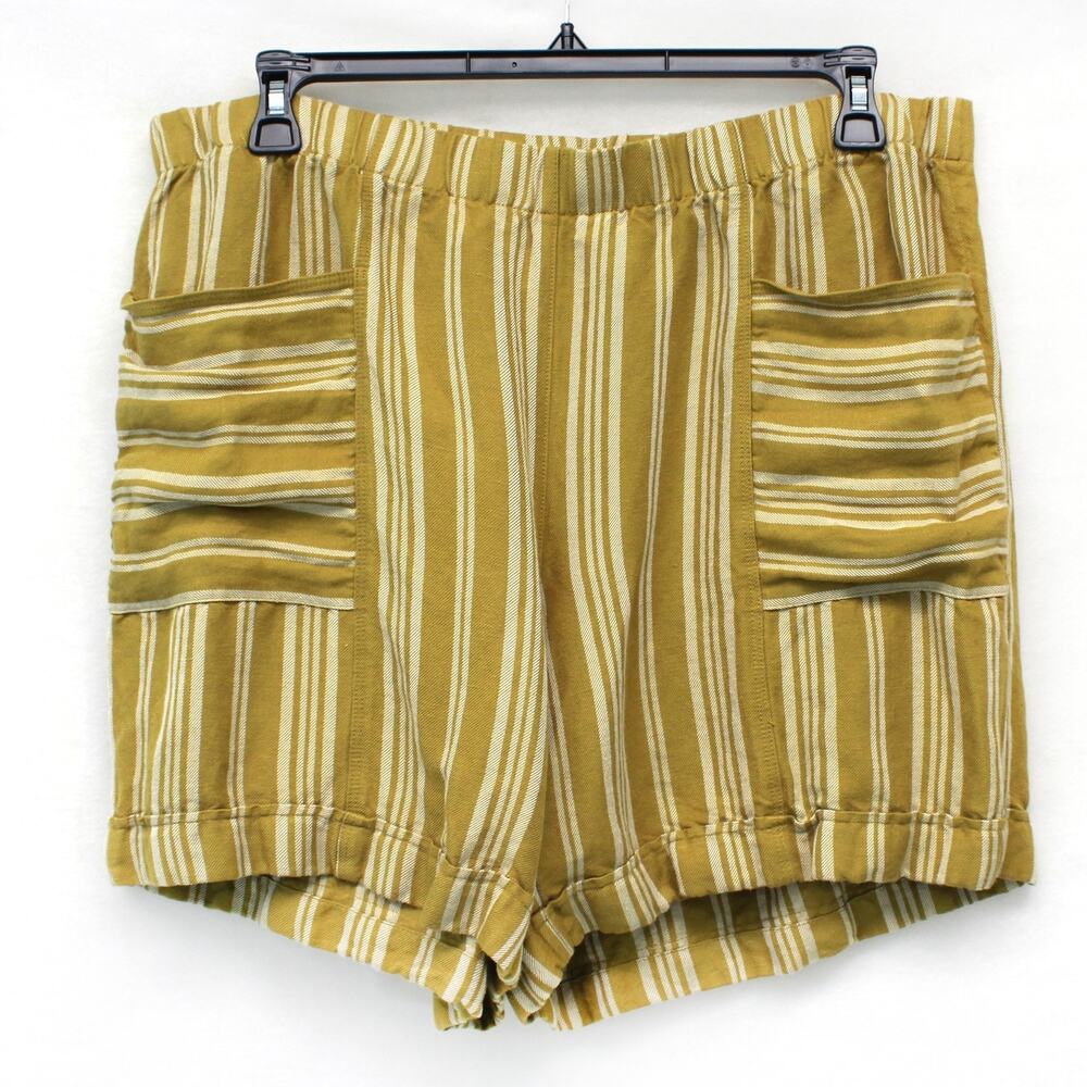 J.Jill linen blend striped shorts with pockets resort leisure beach size XL